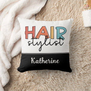 Personalised Hair Stylist Retro Hairdresser Gift Cushion