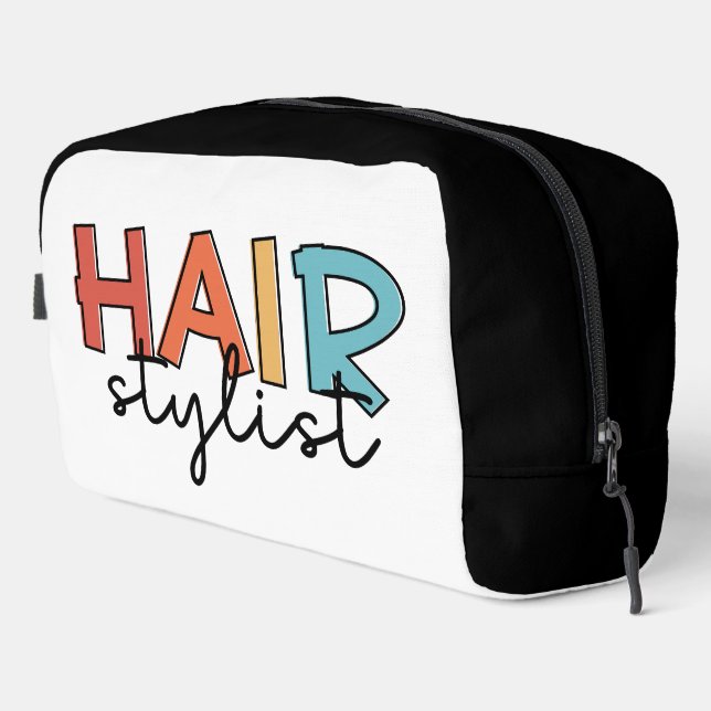 Personalised Hair Stylist Retro Hairdresser Gift Dopp Kit (Right Corner)