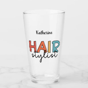 Personalised Hair Stylist Retro Hairdresser Gift Glass