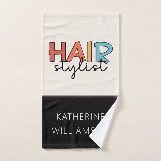 Personalised Hair Stylist Retro Hairdresser Gift Hand Towel (Hand Towel)