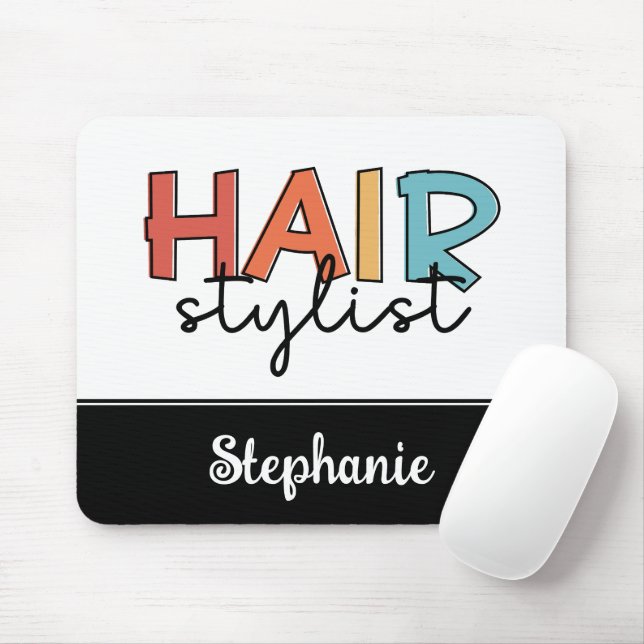 Personalised Hair Stylist Retro Hairdresser Gift Mouse Mat (With Mouse)