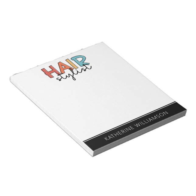 Personalised Hair Stylist Retro Hairdresser Gift Notepad (Angled)