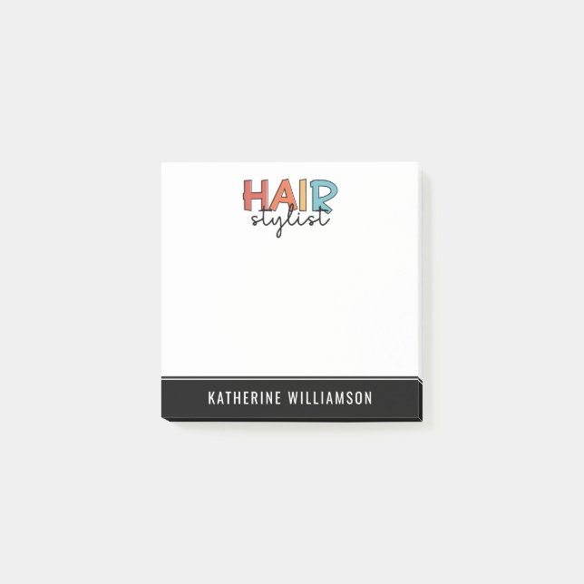 Personalised Hair Stylist Retro Hairdresser Gift Post-it Notes (Front)