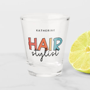 Personalised Hair Stylist Retro Hairdresser Gift Shot Glass