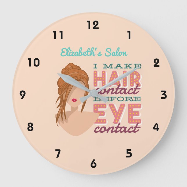 Personalised Hair Stylist RETRO Salon Cartoon Wall Large Clock (Front)