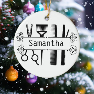 Personalised Hair Stylist Scissors Hairdresser   Ceramic Tree Decoration