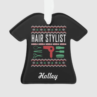 Personalised Hair Stylist Ugly Christmas Sweater Ornament