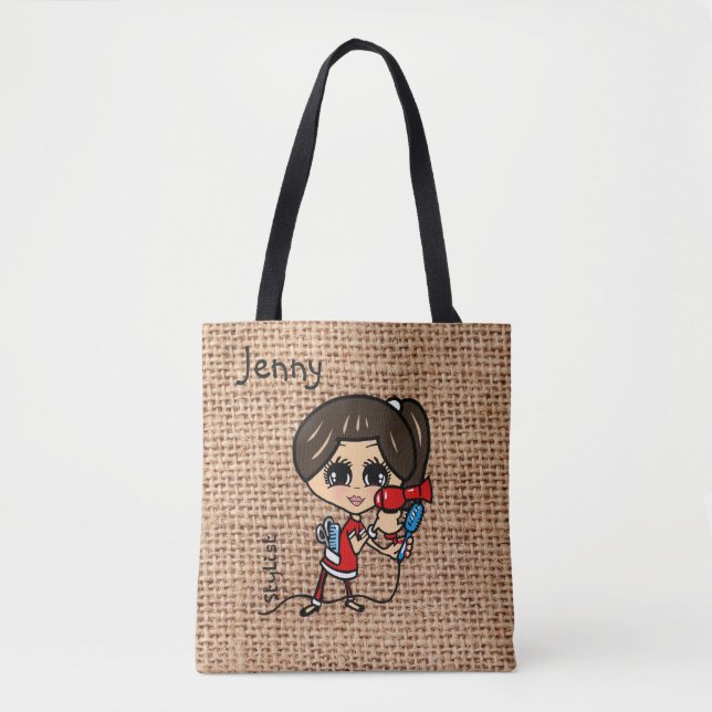 Personalised Hairdresser Bag Caricature brown (Front)