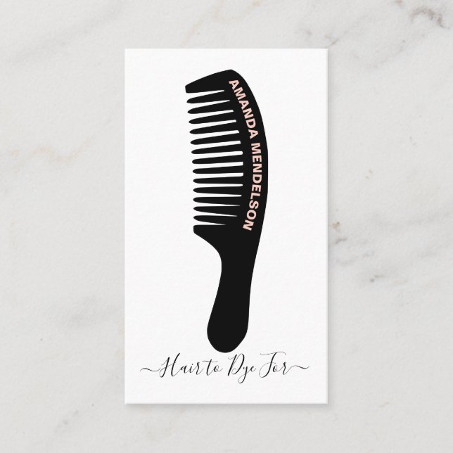 Personalised hairdresser comb and barber business card (Front)
