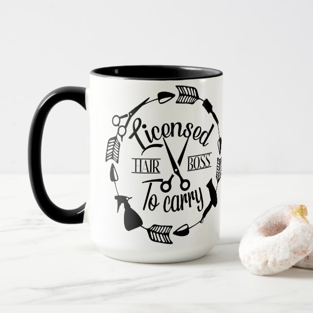 Personalised Hairstylist Hair Boss Mug (With Donut)