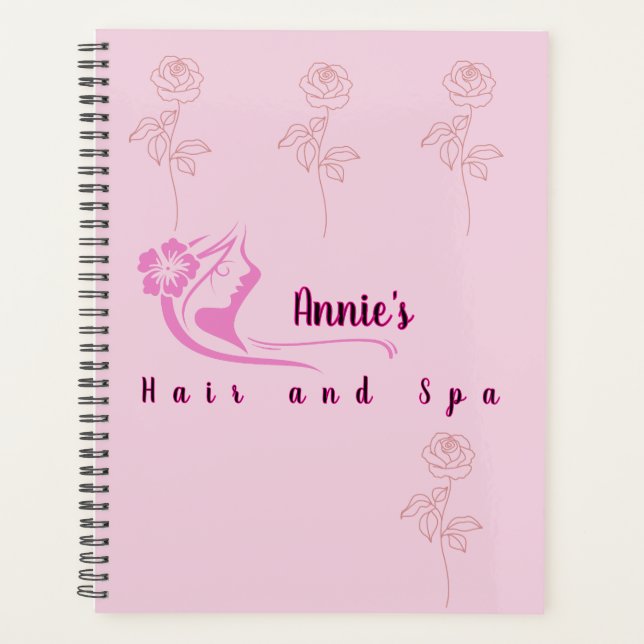 Personalised hairstylist pink rosePlanner Planner (Front)