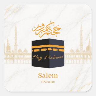Personalised Hajj Mubarak Kaaba with Arabic Square Sticker