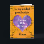Personalised Halloween 16th Birthday Granddaughter Card<br><div class="desc">A personalised 16th birthday Halloween card for granddaughter. Featuring a beautiful purple watercolor heart against a spooky black and orange spiderweb background. You can easily personalise the front and inside card message for the birthday girl. This would make a unique Halloween birthday card for her 16th birthday.</div>