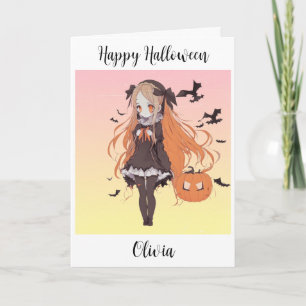 Personalised Halloween Anime Girl Card