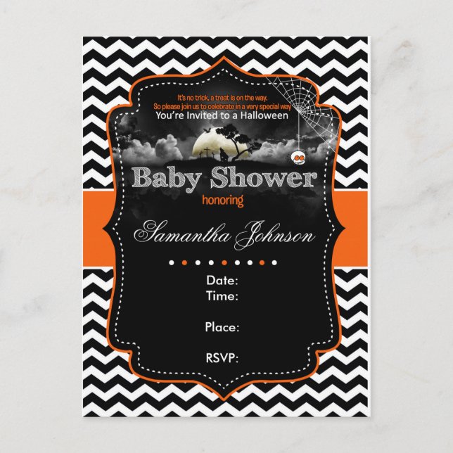 Personalised Halloween Baby Shower Invitation (Front)