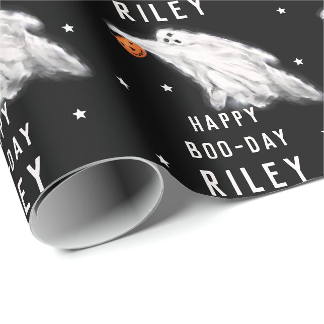 Personalised Halloween Birthday Wrapping Paper (Roll Corner)