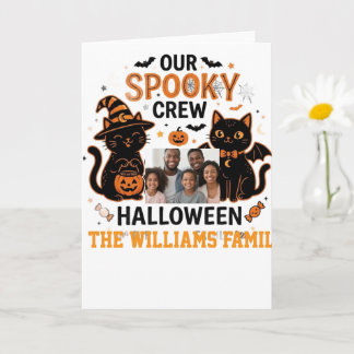 Personalised Halloween Black Cat Family Collection Card