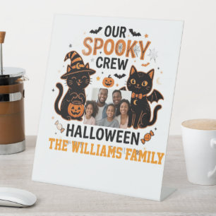 Personalised Halloween Black Cat Family Collection Pedestal Sign