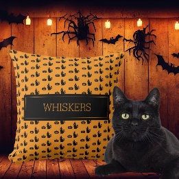 Personalised Halloween Black Cat Lover Pumpkin Pet Cushion