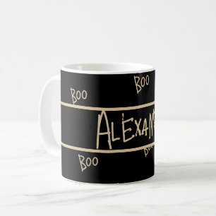 Personalised Halloween boo black and gold Coffee Mug