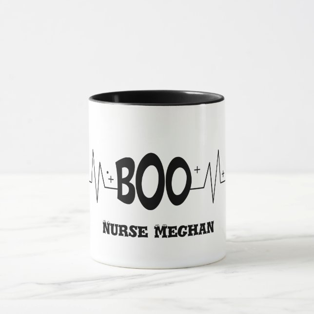 Personalised Halloween Boo EKG   Mug (Center)