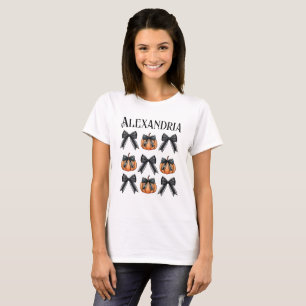 Personalised Halloween Bow Pumpkin Pattern T-Shirt