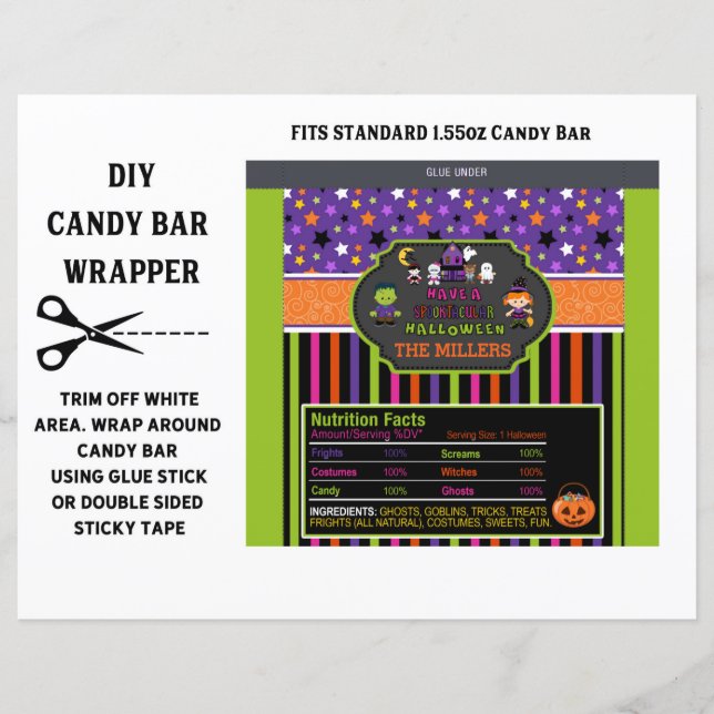 Personalised Halloween Candy Bar Wrapper (Front)