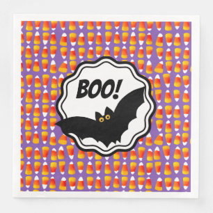 Personalised Halloween Candy Corn Black Bat Boo! Napkin