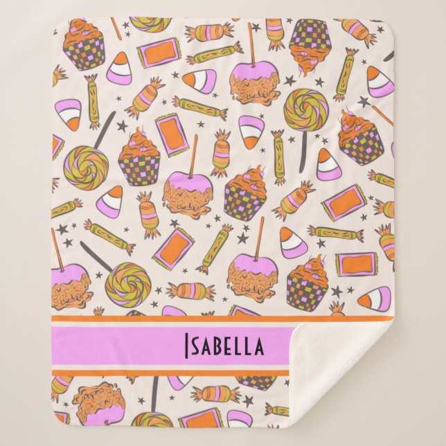 Personalised Halloween Candy Retro Groovy Blanket (Front)