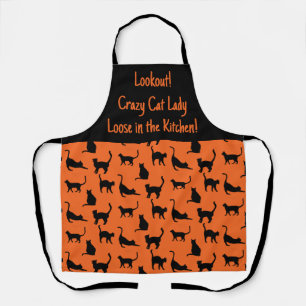 Personalised Halloween Crazy Cat Lady in Kitchen  Apron