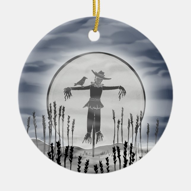 Personalised Halloween Creepy Scarecrow Ornament (Front)
