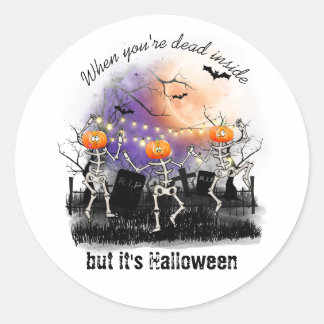 Personalised Halloween Dance Skeleton Cute Classic Round Sticker