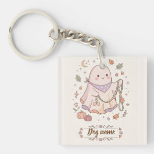 personalised Halloween Dog Mum Ghost Key Ring