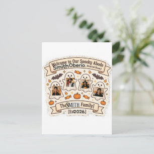 Personalised Halloween Family Name Sign Edi Announcement Postcard