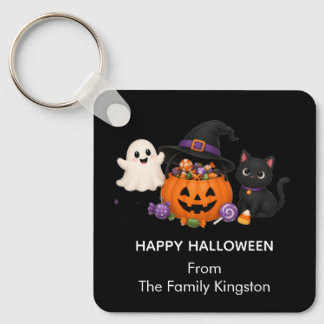 Personalised Halloween Family Name Sticker  Key Ring