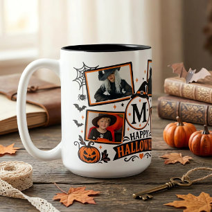 Personalised Halloween Family Photo Two-Tone Coffee Mug