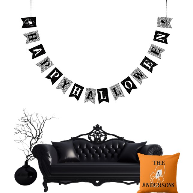 Personalised Halloween for Family Name Black Bunting (Creator Uploaded)