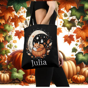 Personalised Halloween Fox and Ghost  Tote Bag