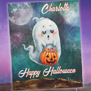 Personalised Halloween Ghost Fleece Blanket