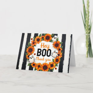 Personalised Halloween Ghost 'Hey Boo, Thank You' You Card
