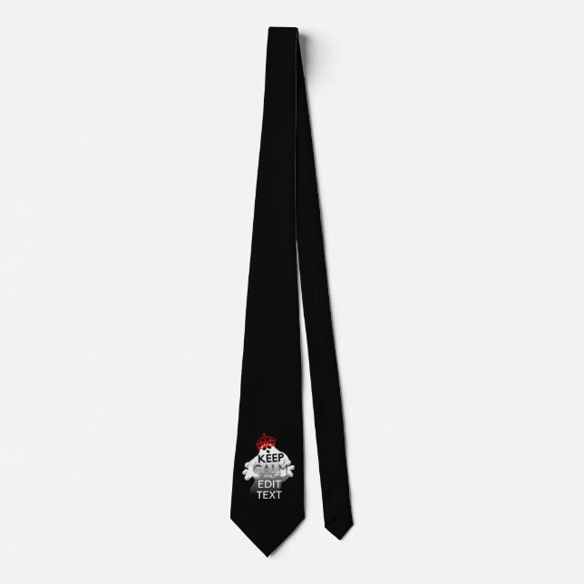 Personalised Halloween Ghost Keep Calm Your Text Tie (Front)