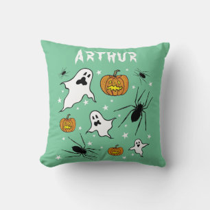 Personalised Halloween Ghosts, Pumpkins and Spider Cushion