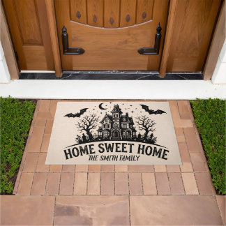 Personalised Halloween Haunted House Doormat Decor