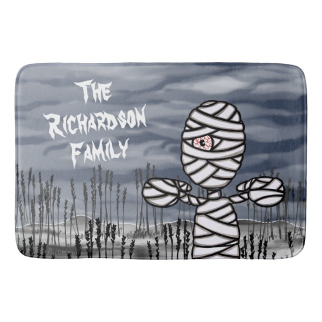Personalised Halloween Horror Creepy Mummy Bath Mat (Front)