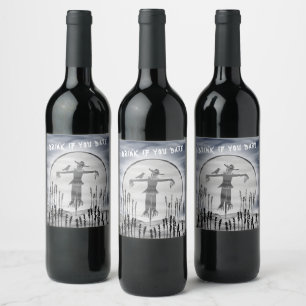 Personalised Halloween Horror Creepy Scarecrow Wine Label