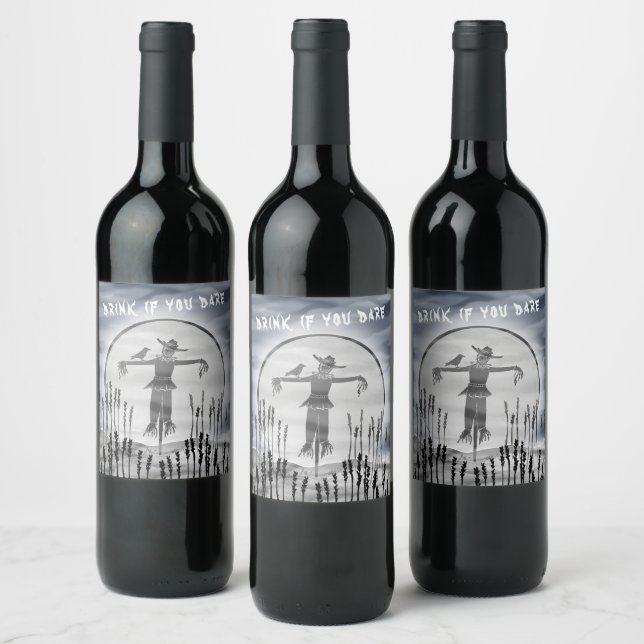 Personalised Halloween Horror Creepy Scarecrow Wine Label (Bottles)