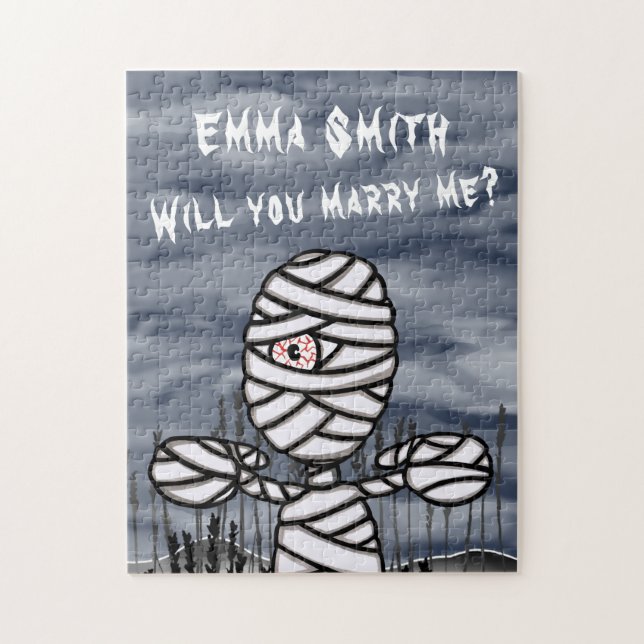 Personalised Halloween Horror Mummy Proposal Jigsaw Puzzle (Vertical)