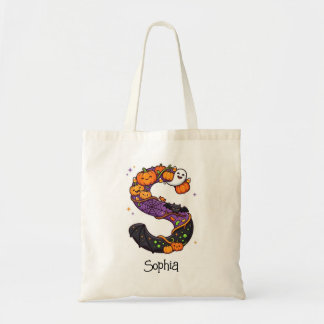 Personalised Halloween Initial S Ghost Pumpkins Tote Bag