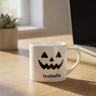 Personalised Halloween Jack O Lantern Pumpkin Face Espresso Cup