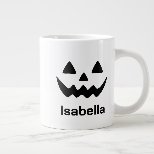 Personalised Halloween Jack O Lantern Pumpkin Face Large Coffee Mug (Right)